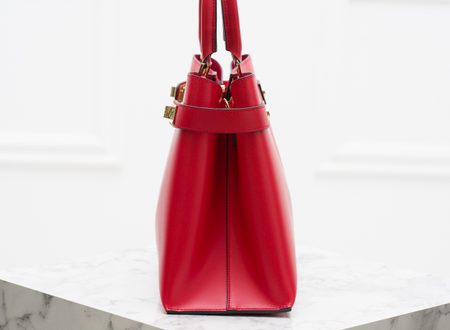 Dámská exkluzivní kabelka se zlatými detaily - červená -
