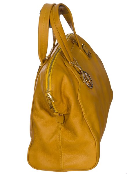 Italská kožená kabelka velká žlutá  