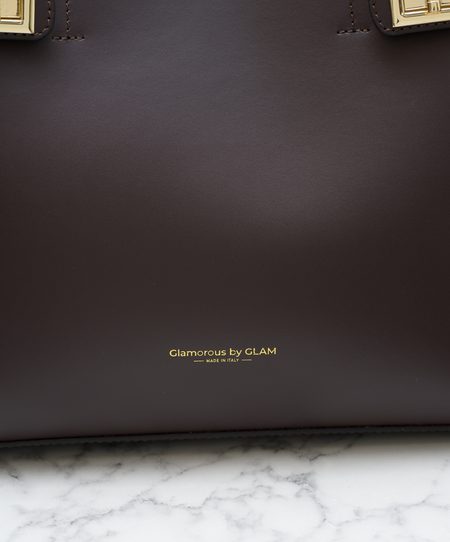 Dámská exkluzivní kabelka se zlatými detaily - tmavě hnědá -