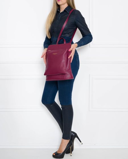 Women's real leather backpack Glamorous by GLAM - Wine -