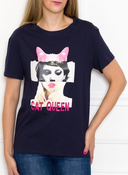 Dámské tričko Cat queen tmavě modré -