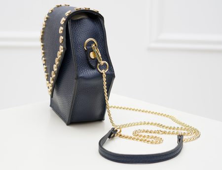 Real leather crossbody bag Glamorous by GLAM - Dark blue -