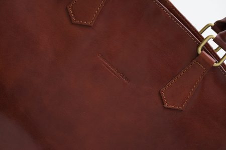 Kožená velká kabelka jednoduchá - marrone -