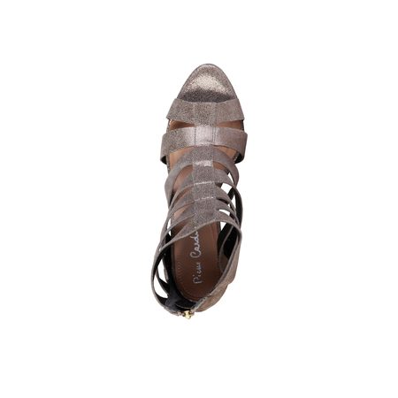 Dámské kožené sandály páskové stříbrné -