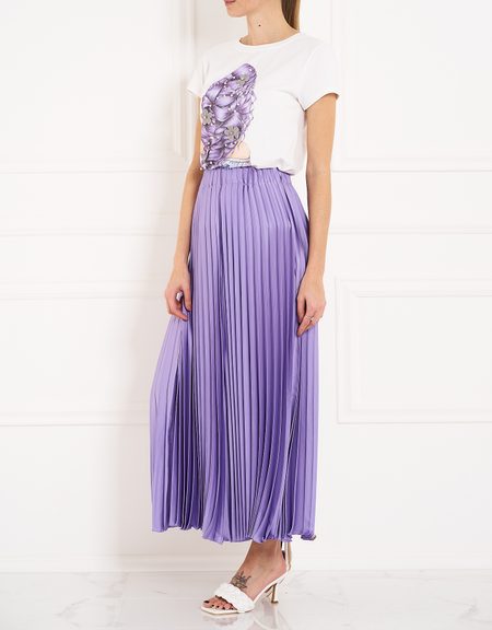 Dámská plizovaná saténová sukně - lila -