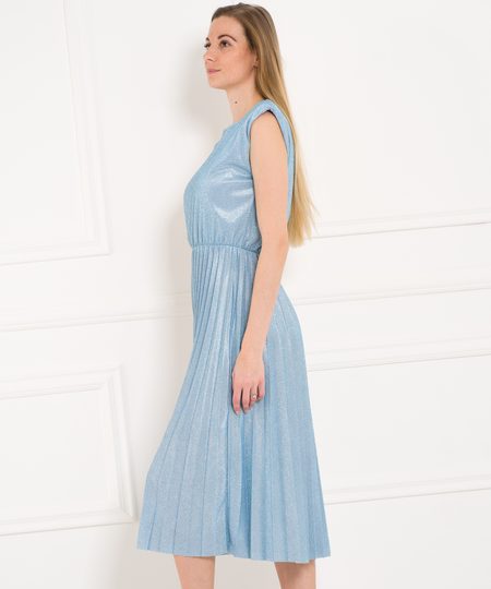 Dámské midi plizované šaty - světle modrá -
