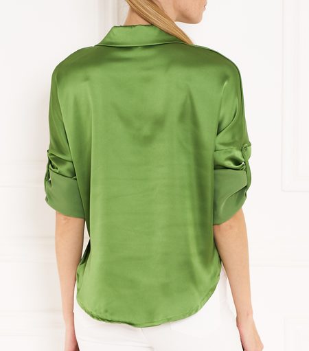 Dámský košilový top s vázáním - zelená -