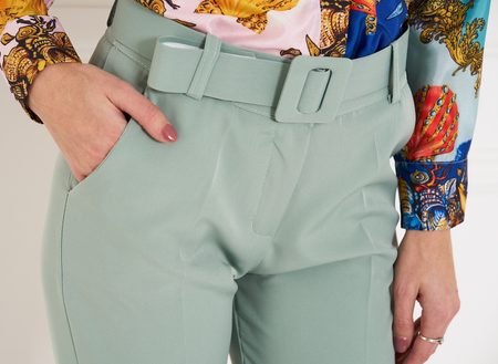 Dámské kalhoty s páskem - mint -