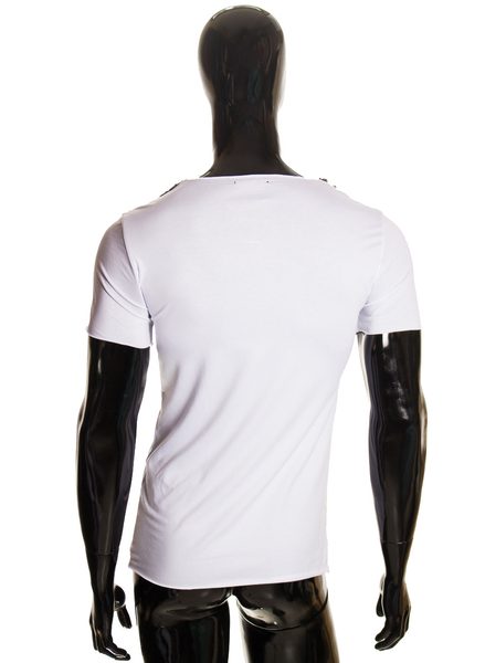 Pánské bílé tričko s všitým šálem 01 -