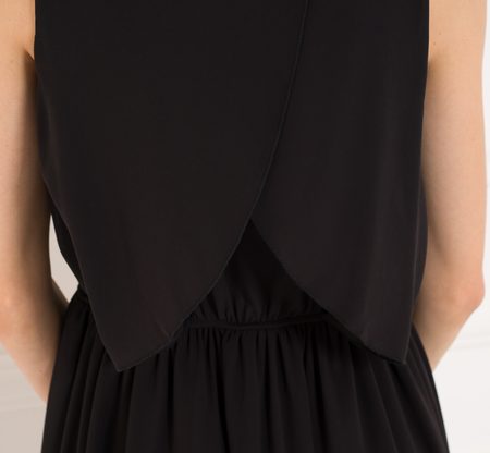 Letní šifonové šaty černé asymetrické -