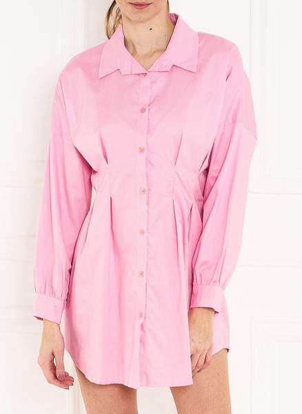 Košeľové šaty s dlhým rukávom - ružová -