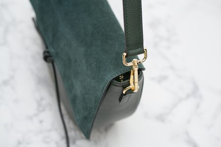 Dámská kožená kabelka semiš přes rameno - zelená -