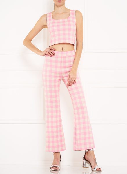 Dámský komplet crop top a kalhoty - růžová -
