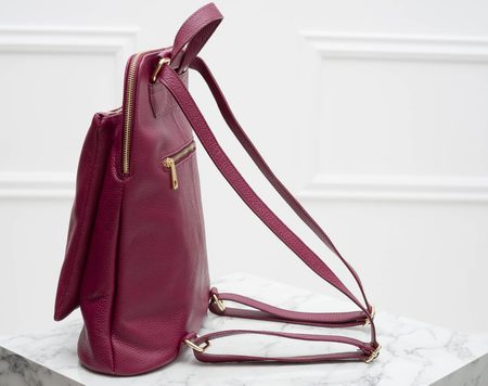 Women's real leather backpack Glamorous by GLAM - Wine -