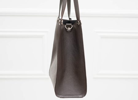 Dámská kožená kabelka vysoká s otočným zapínáním - tmavě hnědá -