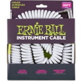 6045 Ernie Ball nástrojový " Coil " kabel 9.14m Rovný / Zahnutý Jack - bílý