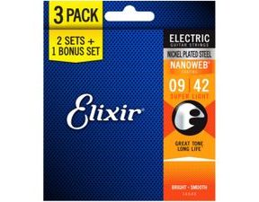 Elixir Nanoweb Super Light 3-Pack Set /9-42/ - struny na elektrickou kytaru - 3ks