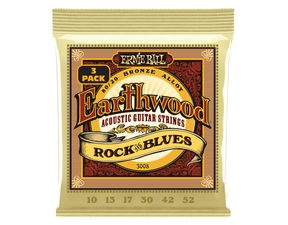 3008 Ernie Ball Earthwood Rock & Blues wPlain G 80/20 Bronze Acoustic Guitar Strings 3 Pack /.010 - .052 / - struny na akustickou kytaru -1ks