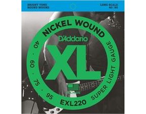 D´Addario EXL220 Nickel Wound Bass Super Soft Bright Tone .040-.095 - struny na basovou kytaru - 1ks