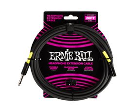 6423 Ernie Ball Headphone Extension Cable 1/4 Stereo Jack Male na 3.5mm Jack Female - 20ft - Black - prodlužovací kabel 6.10 m -1ks