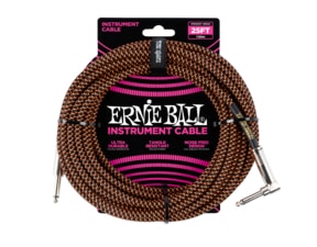 6064 Ernie Ball 25' Instrument Braided Cable - nástrojový kabel rovný / zahnutý jack - 7.62m - černooranžová barva