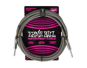 6429 Ernie Ball Braided Instrument Cable Straight/Straight 10ft - Silver Fox - " opletený " nástrojový kabel - 3.05m - 1ks