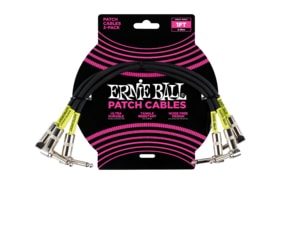 6075 Ernie Ball 1' Patch Cable - propojovací kabel lomený / lomený jack - 30cm - černá barva - 3ks