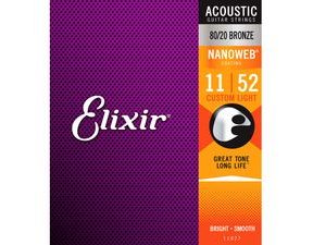Elixir Acoustic 80/20 Bronze Nanoweb Custom Light / 11 - 52 / - struny na akustickou kytaru