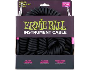 6044 Ernie Ball nástrojový " Coil " kabel 9.14m Rovný / Rovný Jack - černý