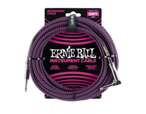 6068 Ernie Ball 25' Instrument Braided Cable - nástrojový kabel rovný / zahnutý jack - 7.62m - černofialová barva