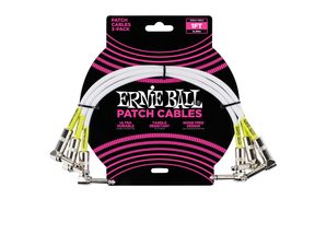 6055 Ernie Ball Patch Cable - propojovací kabel zahnutý / zahnutý jack - 30cm - bílá barva - 3ks