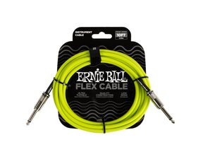 6414 Ernie Ball Flex Instrument Cable Straight/Straight 10ft - Neon Green - nástrojový kabel - 1ks