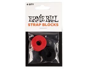 4603 Ernie Ball Strap Blocks 4-Pack - Black / Red - gumové podložky na pás - 4ks