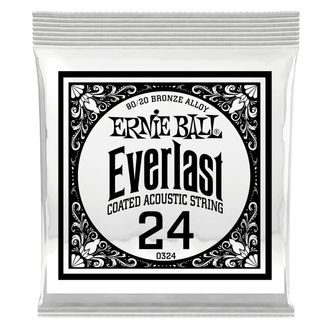 10324 Ernie Ball .024 Everlast Coated 80/20 Bronze Acoustic Guitar Strings Single - " potažená " jednotlivá struna na akustickou kytaru - 1ks
