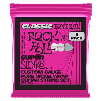 3253 Ernie Ball Super Slinky Classic Rock'n'Roll Pure Nickel 3 Pack /.009 - .042 / - struny na elektrickou kytaru - 3ks