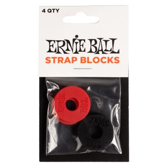 4603 Ernie Ball Strap Blocks 4-Pack - Black / Red - gumové podložky na pás - 4ks
