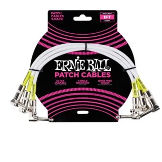 6055 Ernie Ball Patch Cable - propojovací kabel zahnutý / zahnutý  jack - 30cm - bílá barva - 3ks