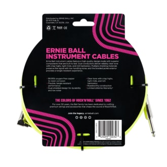 6080 Ernie Ball 10' Braided Straight / Angle Instrument Cable Neon - Yellow - opletený nástrojový kabel 3m