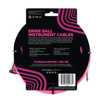 6083 Ernie Ball 18' Braided Straight / Angle Instrument Cable - Neon Pink