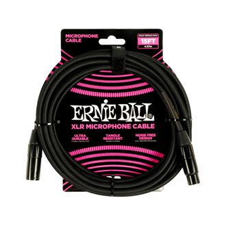 6391 Ernie Ball 15ft Braided XLR / XLR - opletený mikrofonní kabel 4.57m - černá barva - 1ks