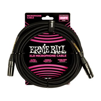 6392 Ernie Ball 20ft Braided XLR / XLR - opletený mikrofonní kabel 6.1m - černá barva - 1ks