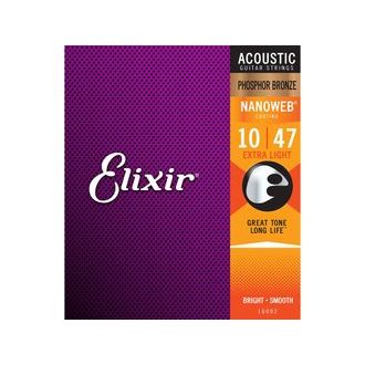 Elixir Acoustic Nanoweb Phosphor Bronze Extra  Light / 10 - 47 / - struny na akustickou kytaru
