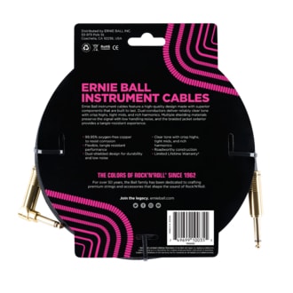 6081 Ernie Ball 10' Braided Straight / Angle Instrument Cable - Black - nástrojový kabel 3m - 1ks