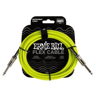 6414 Ernie Ball Flex Instrument Cable Straight/Straight 10ft  - Neon  Green - nástrojový kabel - 1ks