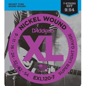 D'Addario EXL120-7 Super Light - .009 - .054 Nickel Wound- struny na sedmistrunnou elektrickou kytaru