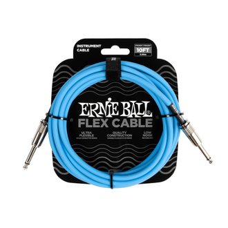 6412 Ernie Ball Flex Instrument Cable Straight/Straight 10ft  - Blue - nástrojový kabel - 3m