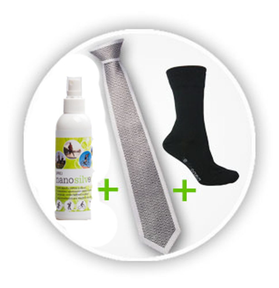 nanosilver Pánský set, kravata + ponožky + sprej nanosilver