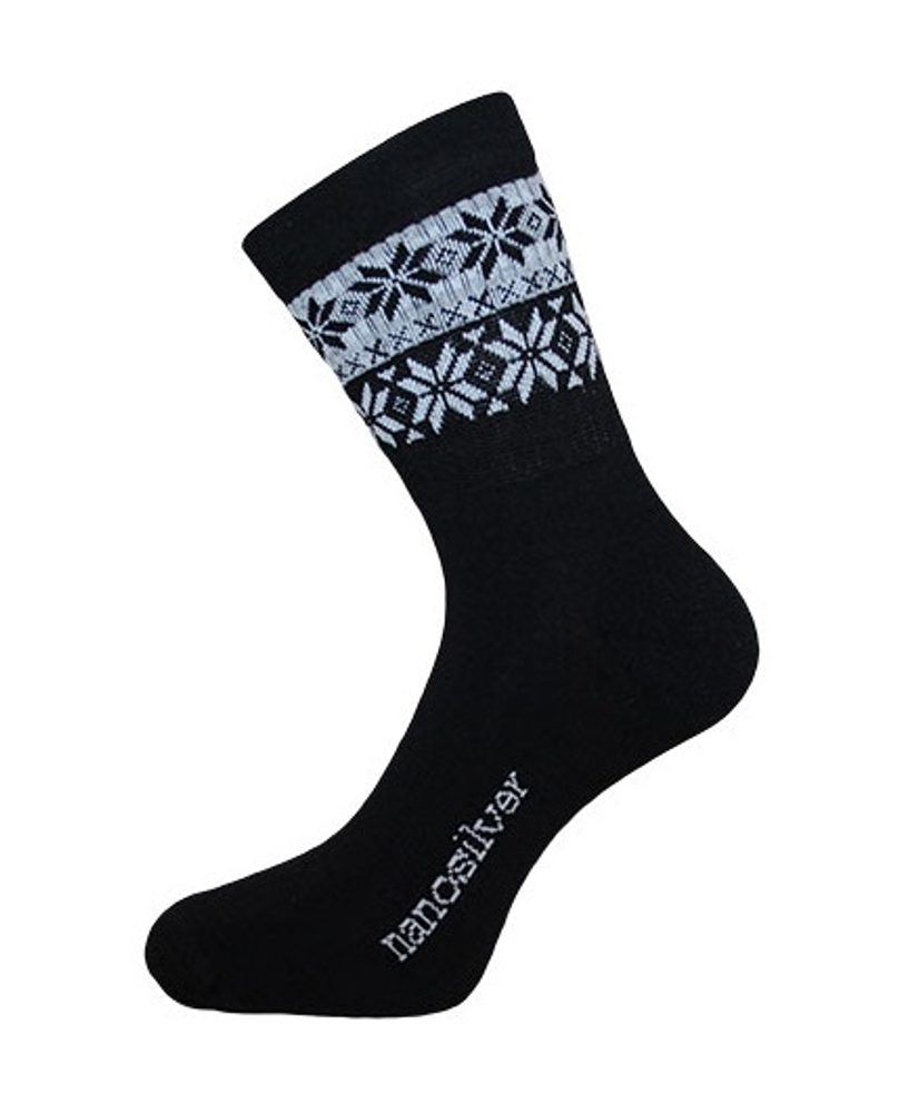 nanosilver Termo ponožky SNOW černé - M 39/42 - černá/bílá