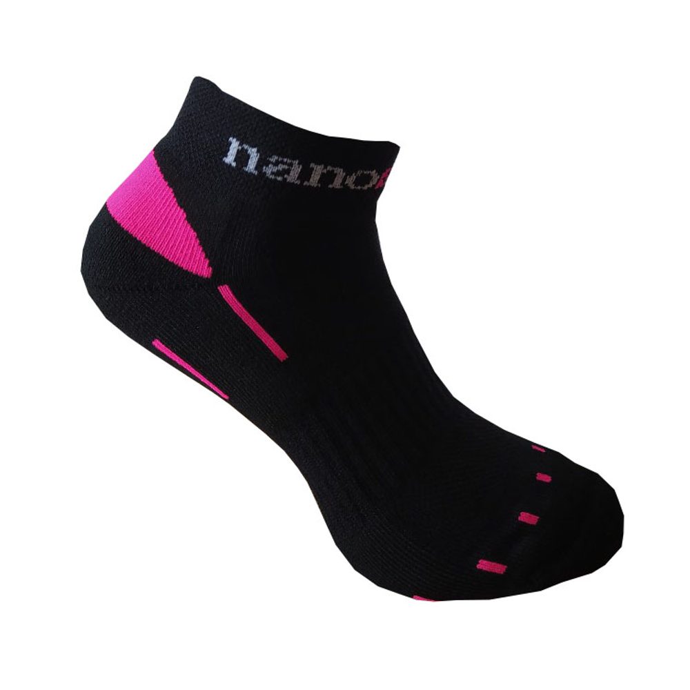 nanosilver Sportovní ponožky nízké kotníkové - S 35/38 - černá/růžová
