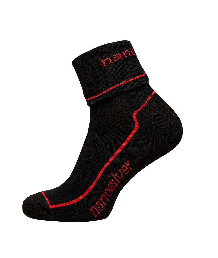 nanosilver Sportovní ohrnovací ponožky se stříbrem nanosilver - S 35/38 - černá/červená